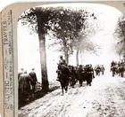 WW1 military Stereoview card British Army Moving up with French Thiepval Ridge