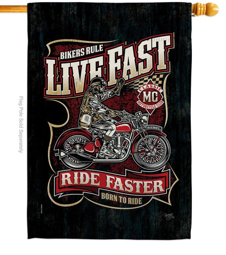 Bikers Rule Garden Flag Vehicle Interests Decorative Gift Yard House Banner - Picture 3 of 17