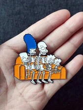 The Simpsons Skeleton Family Couch 2.1" Pin Metal Badge Cartoon Brooch