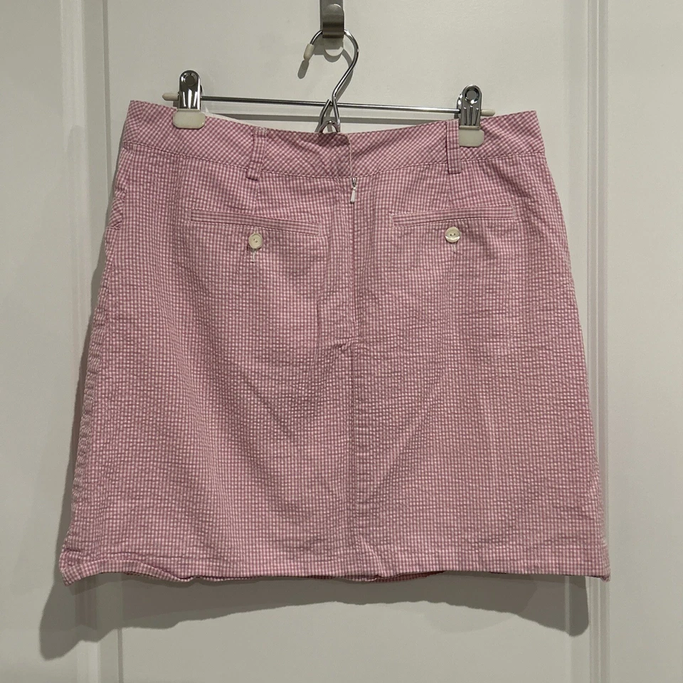 Cutter & Buck Womens Cotton Flat Front Plaid Skirt Skort Size 10 Pink/white - Image 2 of 4