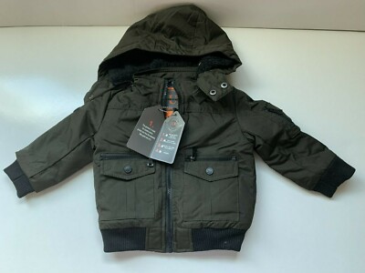 Urban Republic toddler's Hooded Bomber Jacket Olive with Lining size 24M