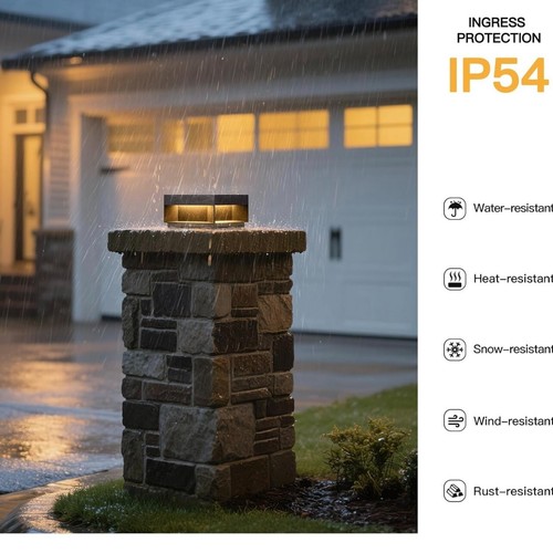 Outdoor Post Lights - LED Modern Black Column Pillar Lamps Square Patio Pole... - Picture 3 of 8