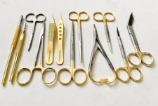 12 Pieces Stainless Steel Surgical Scissors Set with Gold Handles Offer