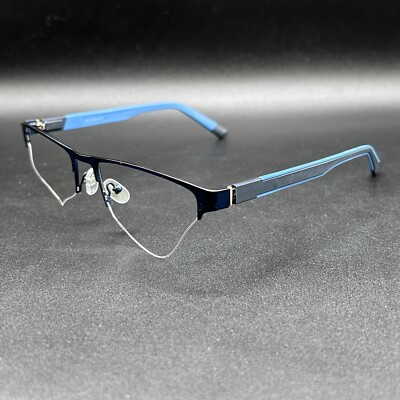 Bulova Fallbrook Half-Rim Eyeglasses Frame Blue 2-Tone Flex 55-18-140 Used