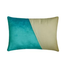 Turquoise Blue Lumbar Pillow Cover, 12"x16" Velvet Cushion-Velutinous Turquoise
