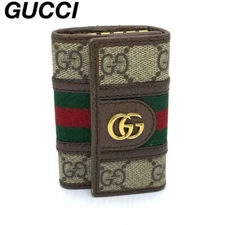 Gucci Coin Purse key ring GG Canvas Supreme brown
