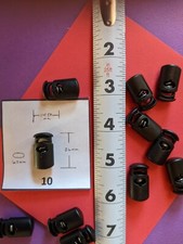 BLACK Single Hole, PLASTIC Spring Loaded Cord Lock10pk Eclipse 6 mm hole