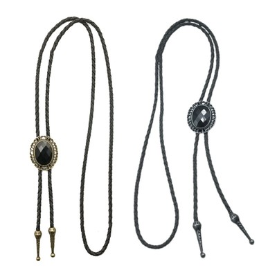Mens Bolo Tie Gem Stone Jewelry Cowboy Western Necklace American Shirt Chain