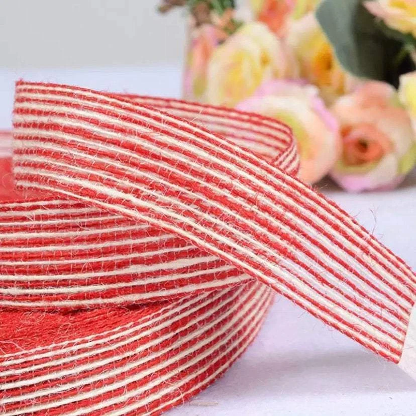 Coloured Striped Burlap Craft Ribbon - Party Decorating - Hat Making Supply - Image 3 of 4