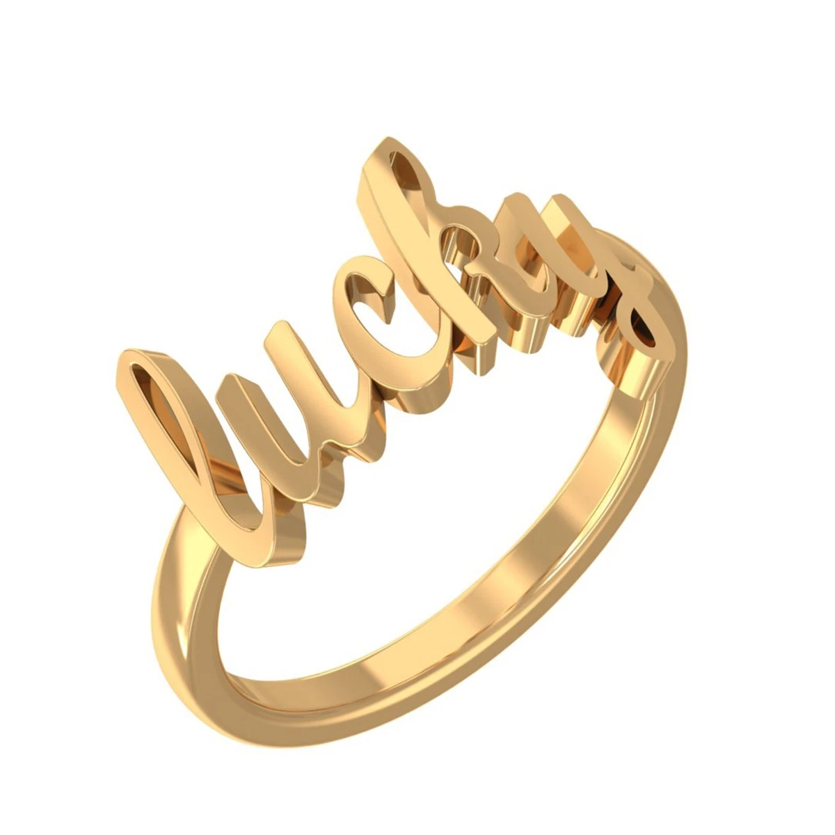 Alphabet Name Lucky Ring Yellow Gold Initial Letter Ring Jewelry ...