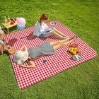 NEW - Machine Washable XL Picnic & Beach Blanket Handy Mat, 3 Layered, Red Check
