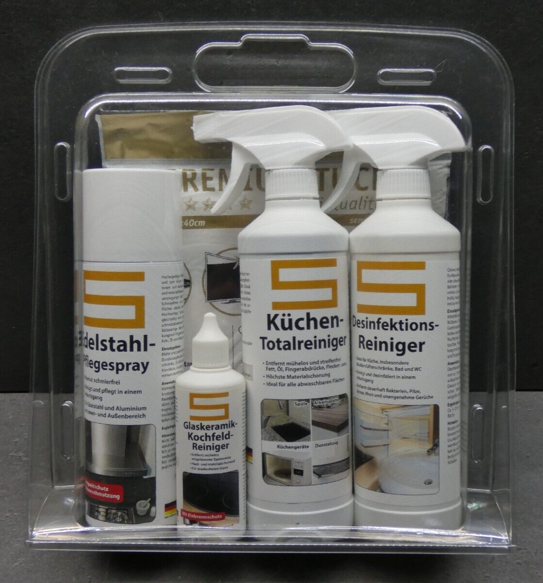 HOTREGA Küchen Reinigungs-Set 5tlg ! Edelstahl Pflege / Desinfektion usw...
