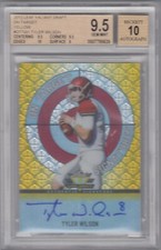 2013 Tyler Wilson Leaf Valiant On Target ROOKIE AUTO /10 - Arkansas BGS 9.5