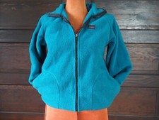 VTG 80s 90s REI Kids Teal Outdoor Hike Rain Polartec Full Zip Fleece Jacket Sz L