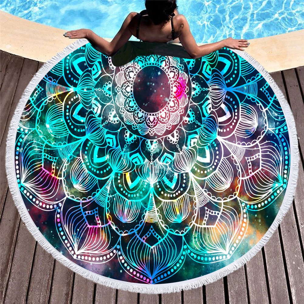 BOHO Mandala Mushroom Elephant Large Round Yoga Bath Sauna Swim Beach Towel  Gift