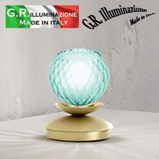 LUMETTO MODERNO IN VETRO VERDE 1 LUCE LAMPADA DA COMODINO OTTONATA OPACA Vale