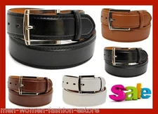 New Mens Leather Belt 1-1/2" Inch Dress Black Brown White Size S M L XL