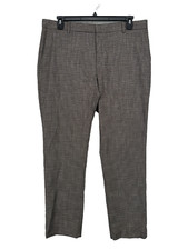 TOMMY HILFIGER Dress Pants Mens 38x31 Brown Plaid Modern Fit Stretch Performanc