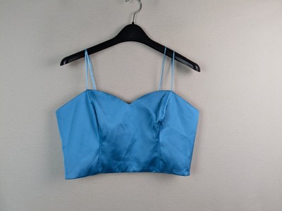 Ladies casual crop top blouse size 16 blue Primark New