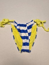 American Eagle Aerie Blue/White Checkered Neon Cheeky Bikini Bottom Adjustable