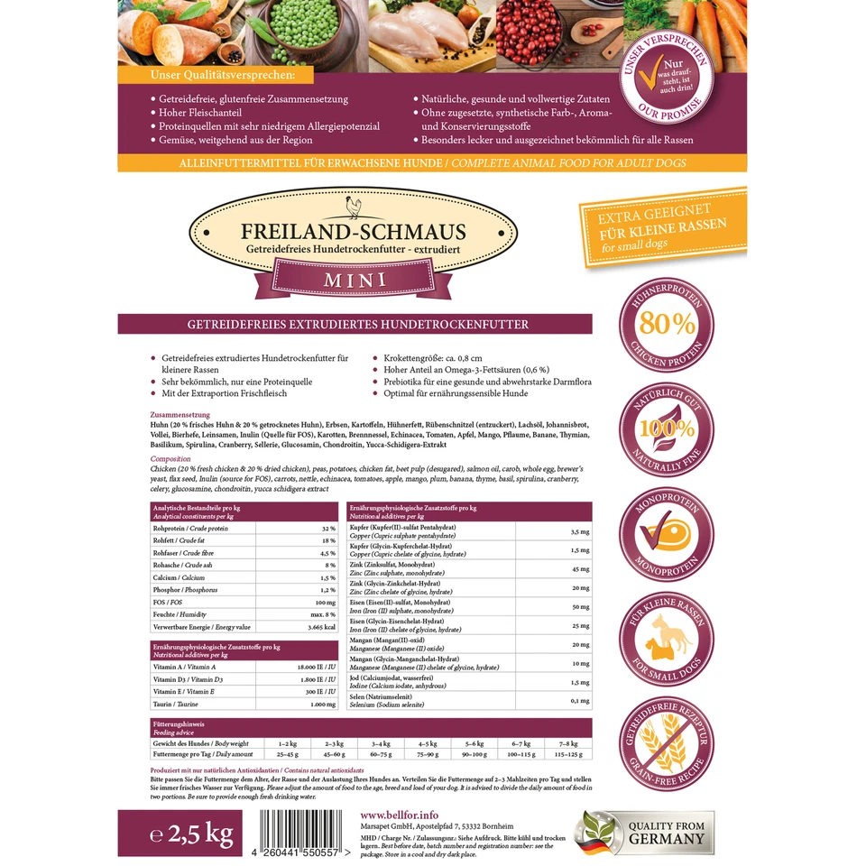 (5,00 EUR pro kg) FREILAND-SCHMAUS MINI - Huhn - getreidefrei (2,5 kg)  - Bild 3 von 4