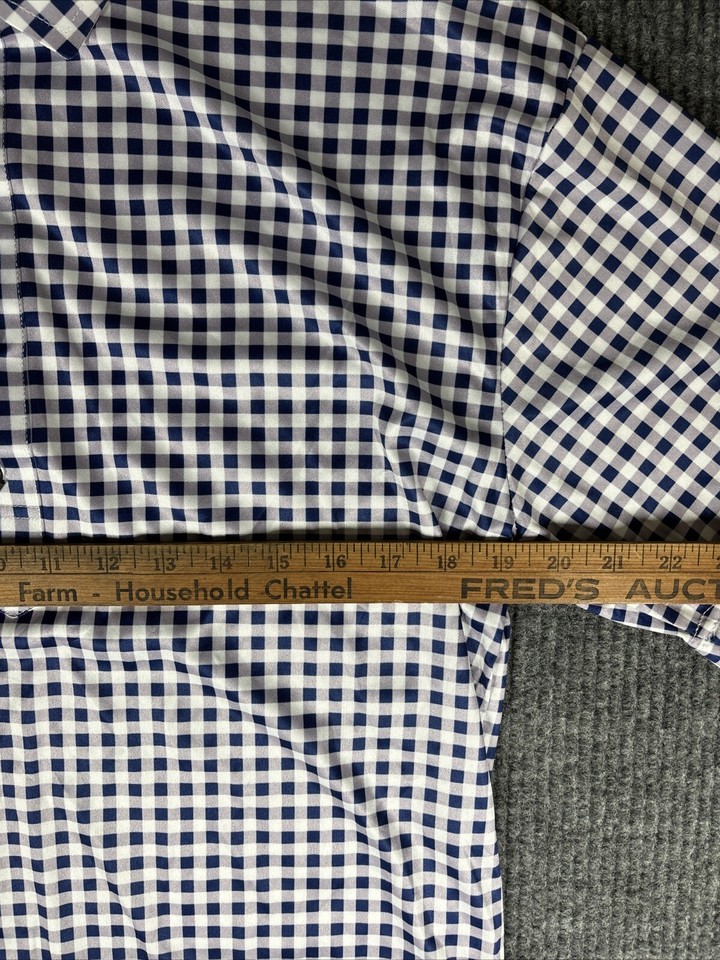NWOT Collars and Co Collar Polo Golf Shirt Mens Large Blue White Check