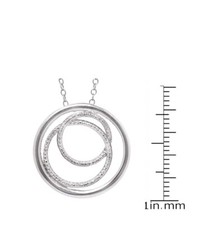 Interlocking Circles Pendant in Sterling Silver 2 Diamonds 1-3 Lines  Chain