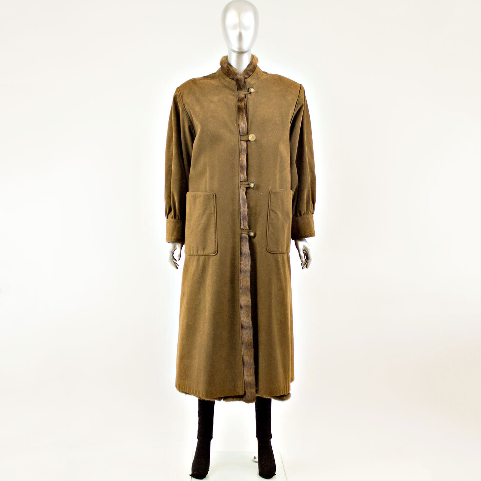 Toffee Ultrasuede Coat with Squirrel 