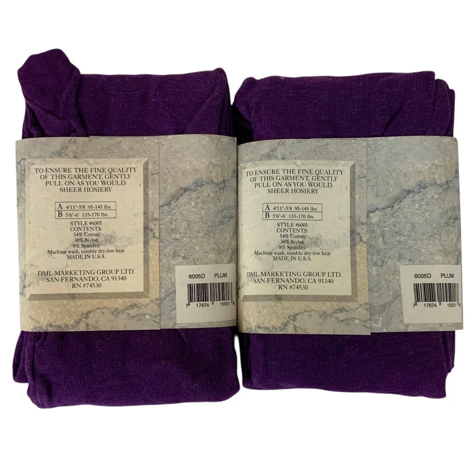 Lote de 2 pares de medias leggale de mezcla de algodón opacas talla B ciruela púrpura Foto 2 de 3
