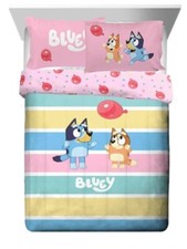 Bluey "Balloon Party" Kids 3pc Reversible Queen Comforter Set-W140958149192