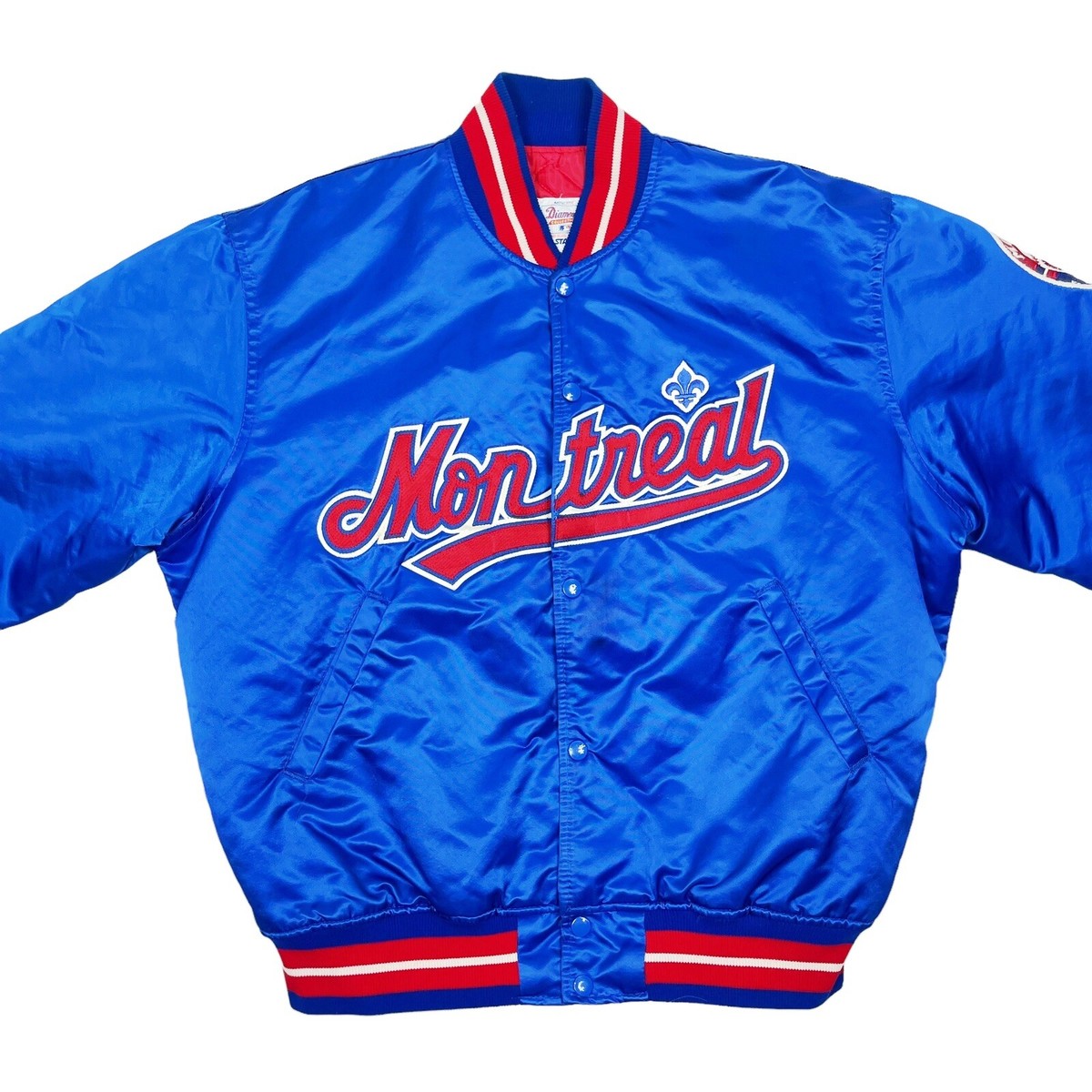 Vtg Rare MLB Montreal Expos Blue Starter Satin Bomber Jacket Men's