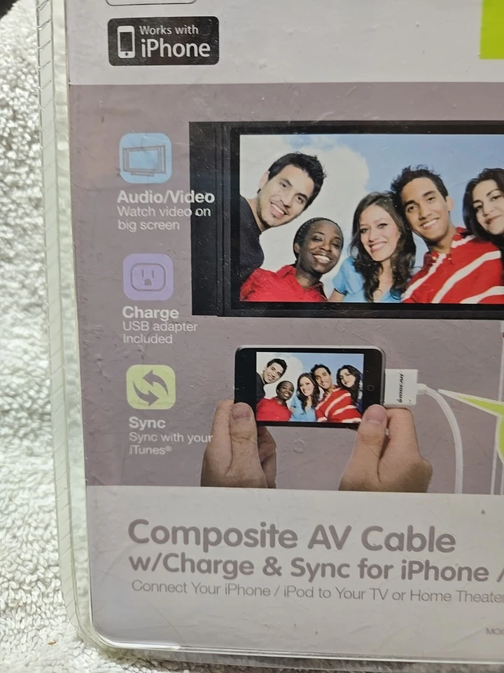 IOGEAR Composite AV Cable with Charger and Sync for iPhone & iPod NOS - Image 3 of 4