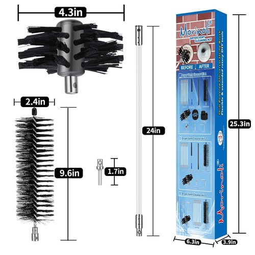 60 Feet Dryer Vent Cleaning Kit - Chrome Button Locking System, Extends Up to... - Picture 3 of 6