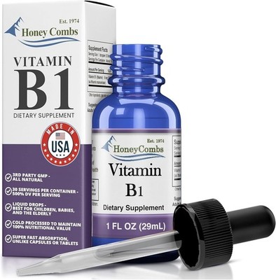 Vitamin B1 (Thiamine) Drops - High Potency Thiamine Vitamin B1 Extract - Vegan,