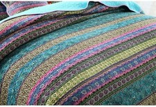 BEAUTIFUL BOHO CHIC BLUE PURPLE PINK GREEN AQUA BOHEMIAN SOUTHWEST KING QUILT