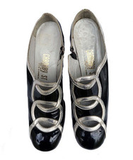 Carnaby Street 60s VTG Unique One of a kind Black Patent Silver Leather Heels