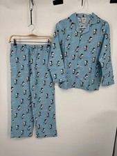 NWT Hanna Anderson Peanuts Themed Pajama Set Girl's 140 Cm Light Blue Drawstring