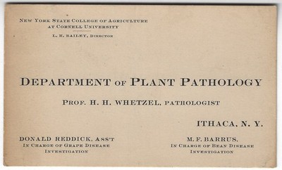 HH Whetzel Plant Pathology Cornell University Antique Card Liberty Hyde Bailey