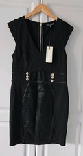 Lipsy London Michelle Keegan Black Suede Look V-Neck Dress NWT Size 14 UK 42 LBD
