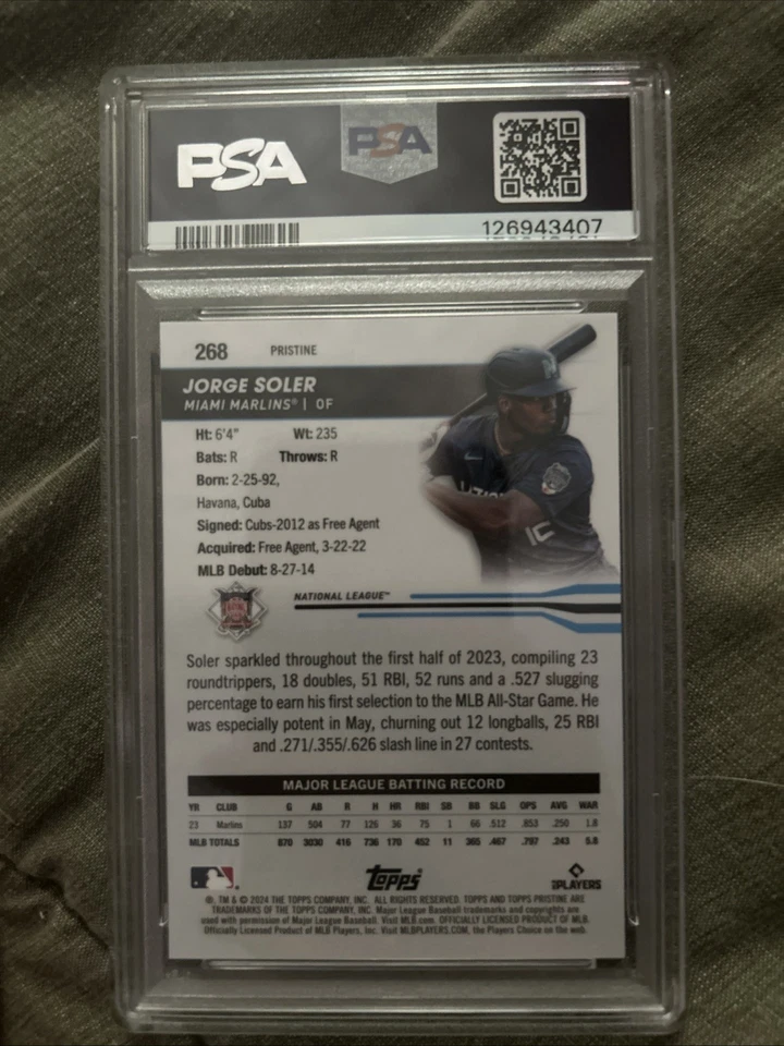 2024 Topps Pristine Gold Refractor 49/50 Jorge Soler PSA 10 GEM MT Foto 2 de 2