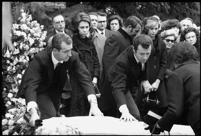 Juan Carlos and Sofia at the funeral of Queen Victoria Eugenia of - Old Photo