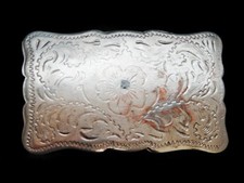 NE01147 VINTAGE 1970s FLORAL ORNAMENTAL WESTERN COWBOY FASHION BELT BUCKLE