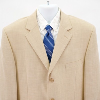 Andrew Fezza Wool Polyester Linen Lycra Sand Tan 3 Button Blazer 44R / Slim 46R
