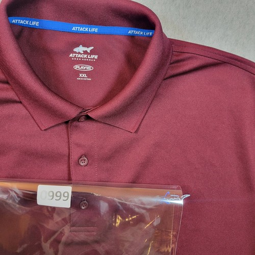 Greg Norman Attack Life Play Dry Golf Polo Shirt Men's 2XL Heather Red Stretch - Picture 13 of 13