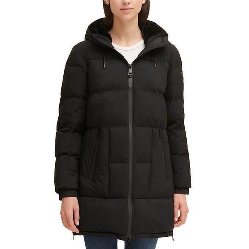 DKNY Women's Long Puffer Parka Jacket (Black, Large) - Picture 3 of 9
