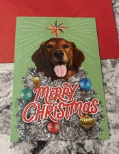 Merry Christmas Funny Dog Unleash The Season Of Fun 5"x7" Hallmark Greeting Card