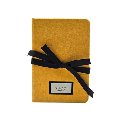 Gucci Beauty Yellow Canvas Notebook Journal with Black Ribbon Closure - New - Image 1 of 3