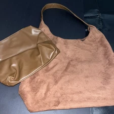 Brown Sholder Bag with Makeup Bag for Women