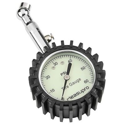 Tire Gauge with Easy Read Glow in Dark Large Scale Dial - 0-60 PSI Heavy Duty Ai