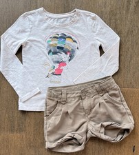 GAP Girls 2pc Long Sleeve Graphic Tee Shirt Shorts Set Size 5 6 7